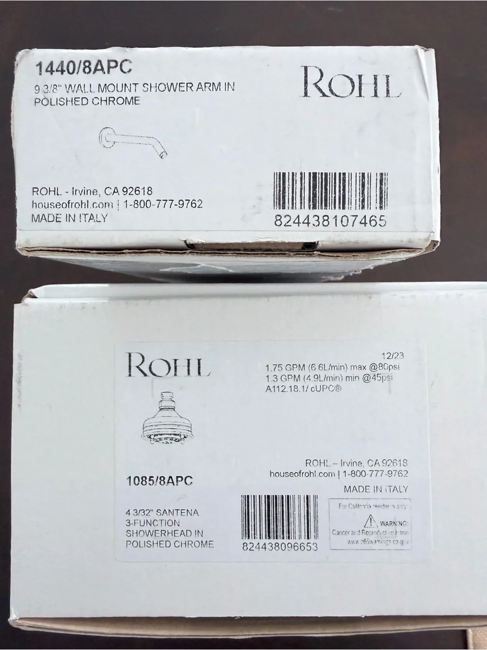 ROHL Santena 1.8 GPM Multi-Function Chrome Shower Head and Arm.